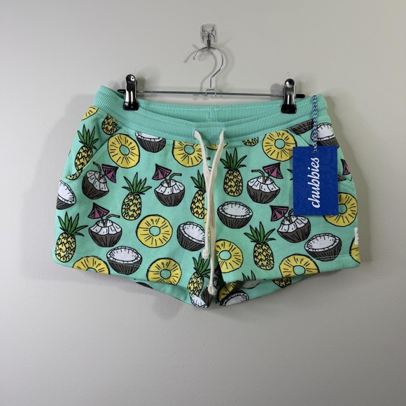 chubbies Pants - Chubbies Lounge Sweat Shorts Womens Small Green Go Coconuts Tropical Fruit NEW
